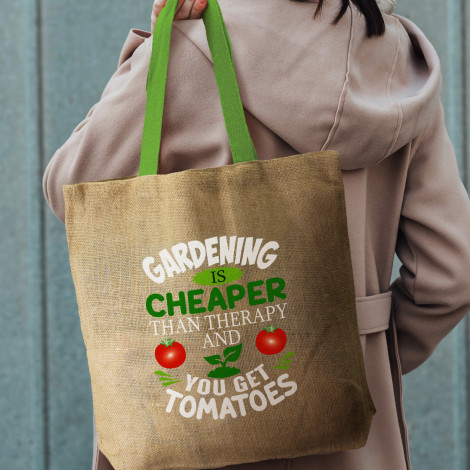 Thera Jute Tote Bag - Coloured Handles - Image 10