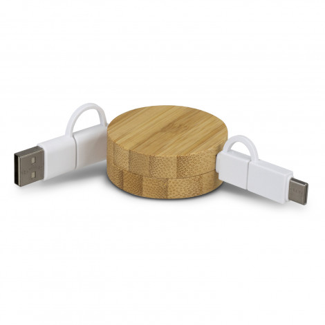 Bamboo Retractable Charging Cable - Image 2