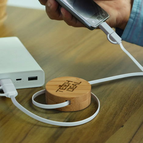 Bamboo Retractable Charging Cable - Image 7